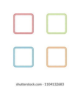 Colorful Stitched Square Shape, Vector Outline Illustrations