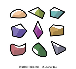 Colorido conjunto de iconos de piedra, iconos de piedra de Vector