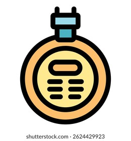 Colorful stopwatch icon with digital display in flat design style