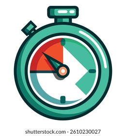 Colorful Stopwatch Vector Illustration Featuring Red, Green, and White Segments