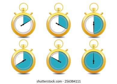 Colorful Stopwatches Gold Icon Set