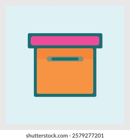 Colorful storage icon box with simple design in flat style, office equipment