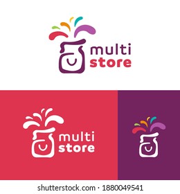 Colorful store shopping bag logo