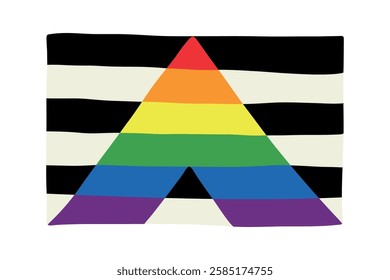 Colorful Straight ally pride flag Happy pride day LGBTQ community Pride Month Vector hand drawn doodle for posters, stickers, logo, cards