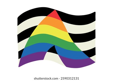 Colorful Straight ally pride flag Happy pride day LGBTQ community Pride Month Vector hand drawn doodle for posters, stickers, logo, cards