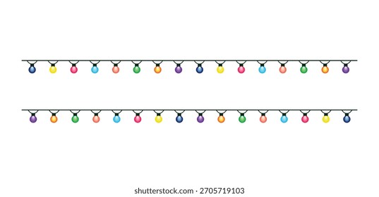 Colorful Straight String Lights Border Clipart for Festive Designs