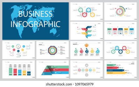 Colorful strategy or analytics concept infographic charts set
