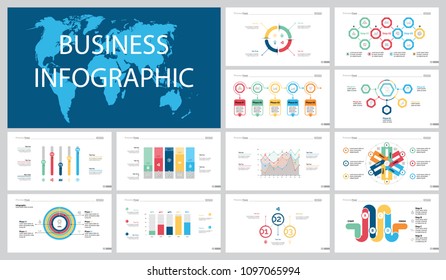 Colorful strategy charts set for presentation slide templates