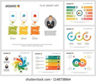 Colorful strategy charts set for presentation slide templates. Business design elements. Management concept can be used for annual report, advertising, flyer layout and banner design.