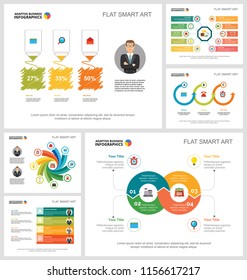Colorful strategy charts set for presentation slide templates. Business design elements. Management concept can be used for annual report, advertising, flyer layout and banner design.