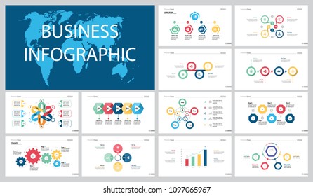Colorful strategy or management concept infographic charts set