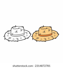 colorful straw hat and for coloring vector