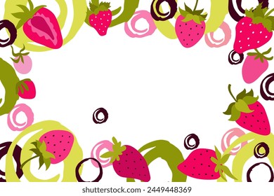 Colorful  strawberry  banner template. Strawberry background.Vector illustration