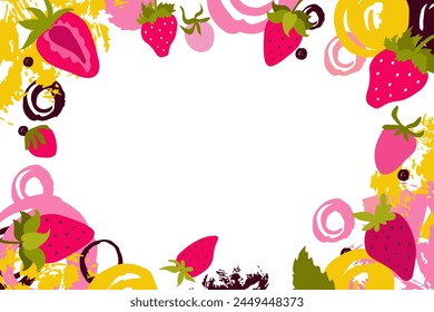 Colorful  strawberry  banner template. Strawberry background.Vector illustration