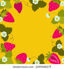 Colorful  strawberry  banner template. Strawberry background.Vector illustration