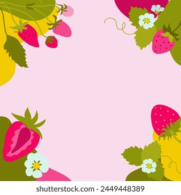 Colorful  strawberry  banner template. Strawberry background.Vector illustration
