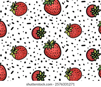 Colorful Strawberry Pattern for a Cheerful and Nutritious Snack Theme Vector illustration