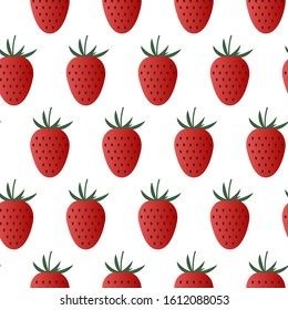 Colorful strawberry seamless pattern isolated on white. Vector illustration