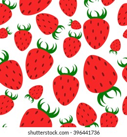 Colorful strawberry  seamless pattern. Red icons on white. Creative background with colorful flat elements. Vector illustration for modern design.