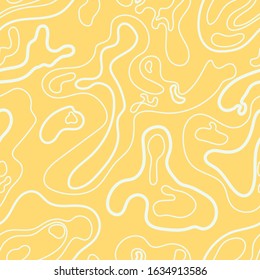 Colorful streaks of flowing liquid lava. Abstract marble pattern. Minimalistic flat design. Swirls of oil paint. Seamless background. Yellow and white pastel colors. Vector de stock