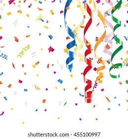 Colorful streamer and confetti background