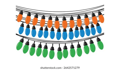 Colorful String Lights for Festive Decoration and Celebration of Holidays Such as Christmas