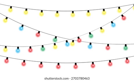 Colorful string lights with glowing bulbs