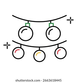 Colorido String Luzes Vetor Ícone para Natal e Festa de Celebração Design