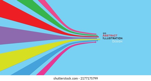 Colorful strip and paper cut style 3d abstract background