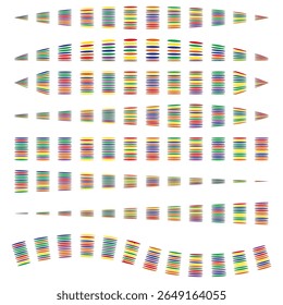 Camadas de faixas coloridas. Linhas paralelas abstratas. Padrão de espectro brilhante. Formas geométricas vetoriais.