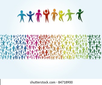 Colorful stripe made of people icons