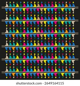 Colorful stripe pattern. CMYK halftone dots. Vibrant abstract background. Vector modern texture.