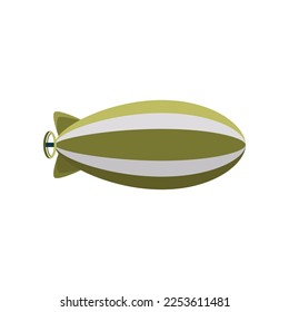 Colorful stripe-colored airship vector illustration. Retro zeppelin or dirigible for carrying passengers isolated on white background. Transportation, tourism, aviation industry concept