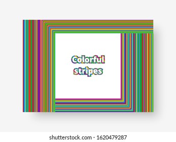 Colorful striped abstract rectangular backdrop for design festive messages. Vector illustration
