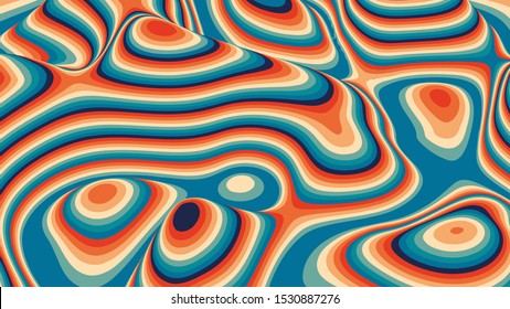 Colorful striped art vector background. Minimalistic pop landscape concept. Abstract retro background . Twisted gradient surface. Trendy vintage colors