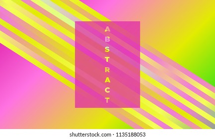 Colorful Striped Background with Glow Effect. Abstract Minimal Design with Trendy Gradient in Pink, Green, Yellow Colors. Eps10 Vector. Placard with Lines Grid. Striped Background in Modern Style.