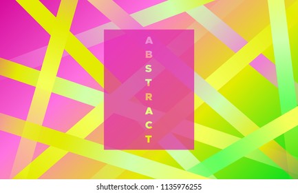Colorful Striped Background with Glow Effect. Abstract Minimal Design with Trendy Gradient in Pink, Green, Yellow Colors. Eps10 Vector. Placard with Lines Grid. Striped Background in Modern Style.