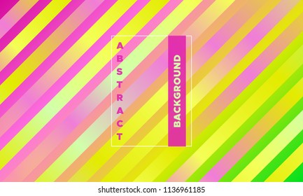 Colorful Striped Background with Glow Effect. Abstract Minimal Design with Trendy Gradient in Pink, Green, Yellow Colors. Eps10 Vector. Placard with Lines Grid. Striped Background in Modern Style.