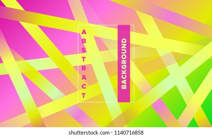 Colorful Striped Background with Glow Effect. Abstract Minimal Design with Trendy Gradient in Pink, Green, Yellow Colors. Eps10 Vector. Placard with Lines Grid. Striped Background in Modern Style.
