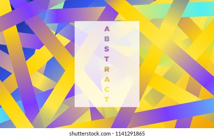 Colorful Striped Background with Glow Effect. Abstract Minimal Design with Trendy Gradient in Blue and Yellow Colors. Eps10 Vector. Placard with Lines Grid. Bright Striped Background in Modern Style.