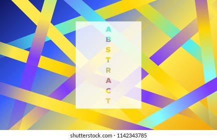 Colorful Striped Background with Glow Effect. Abstract Minimal Design with Trendy Gradient in Blue and Yellow Colors. Eps10 Vector. Placard with Lines Grid. Bright Striped Background in Modern Style.