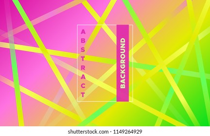 Colorful Striped Background with Glow Effect. Abstract Minimal Design with Trendy Gradient in Pink, Green, Yellow Colors. Eps10 Vector. Placard with Lines Grid. Striped Background in Modern Style.