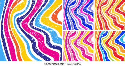 Colorido conjunto de fondo a rayas. Patrón textil. Antecedentes retro. Ilustración vectorial.