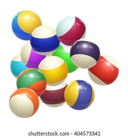 Colorful Striped balls. 3d Spheres. Balls isolated on white background. Vector illustration