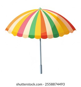 Colorful Striped Beach Umbrella Set vector .illustration vector isolated with white background.