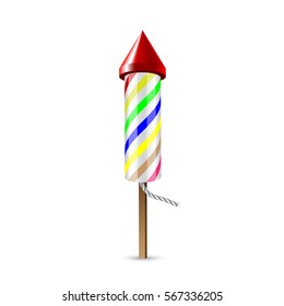 Colorful striped firework rocket