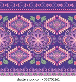 Colorful striped floral pattern. Ornamental seamless backdrop