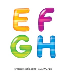 Colorful striped font for children