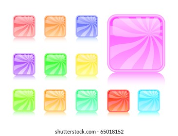 colorful striped glossy web buttons isolated on white background