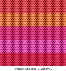 Colorful striped knitted background, vector illustration